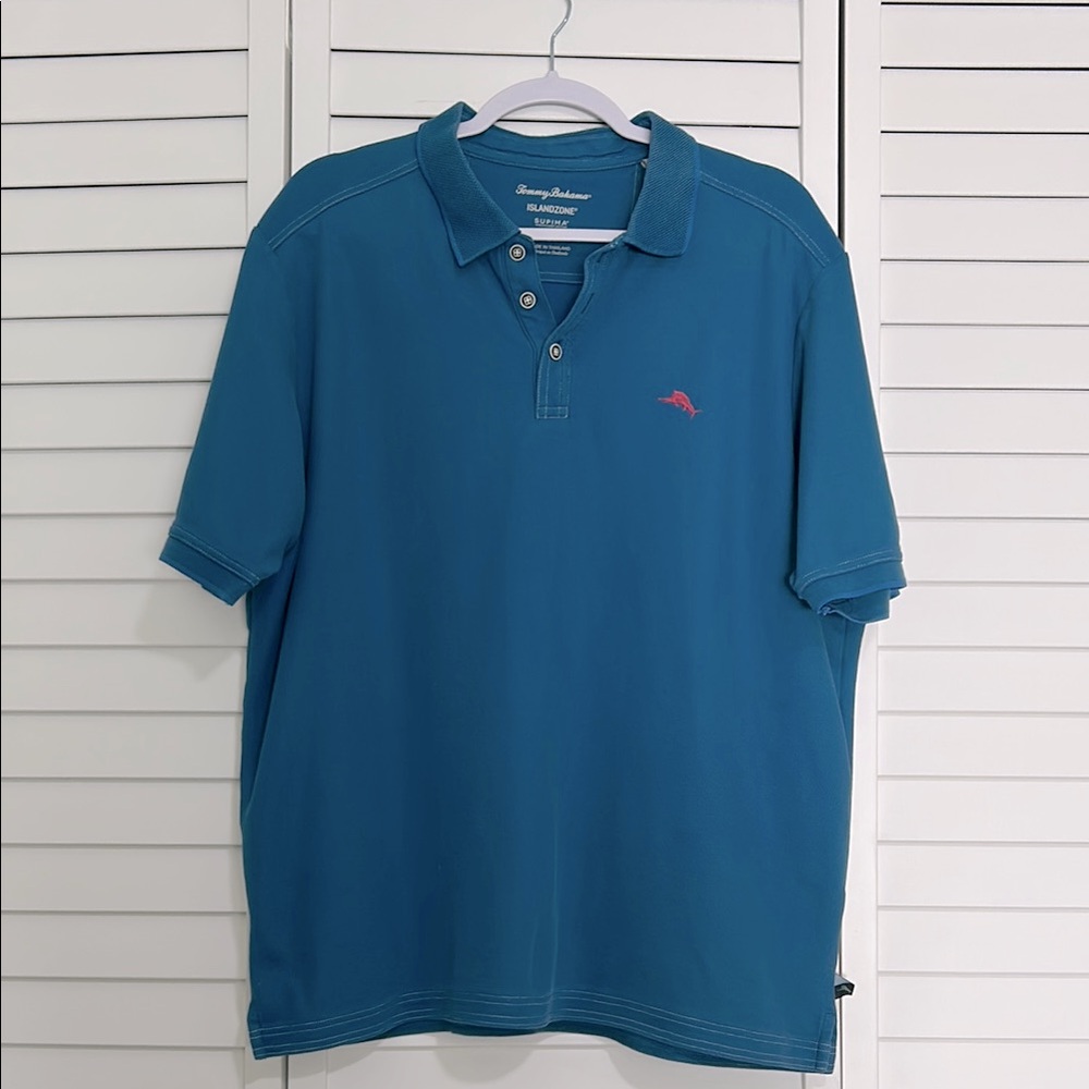 Tommy Bahama Island Zone Supima Blue Polo Shirt Size XL